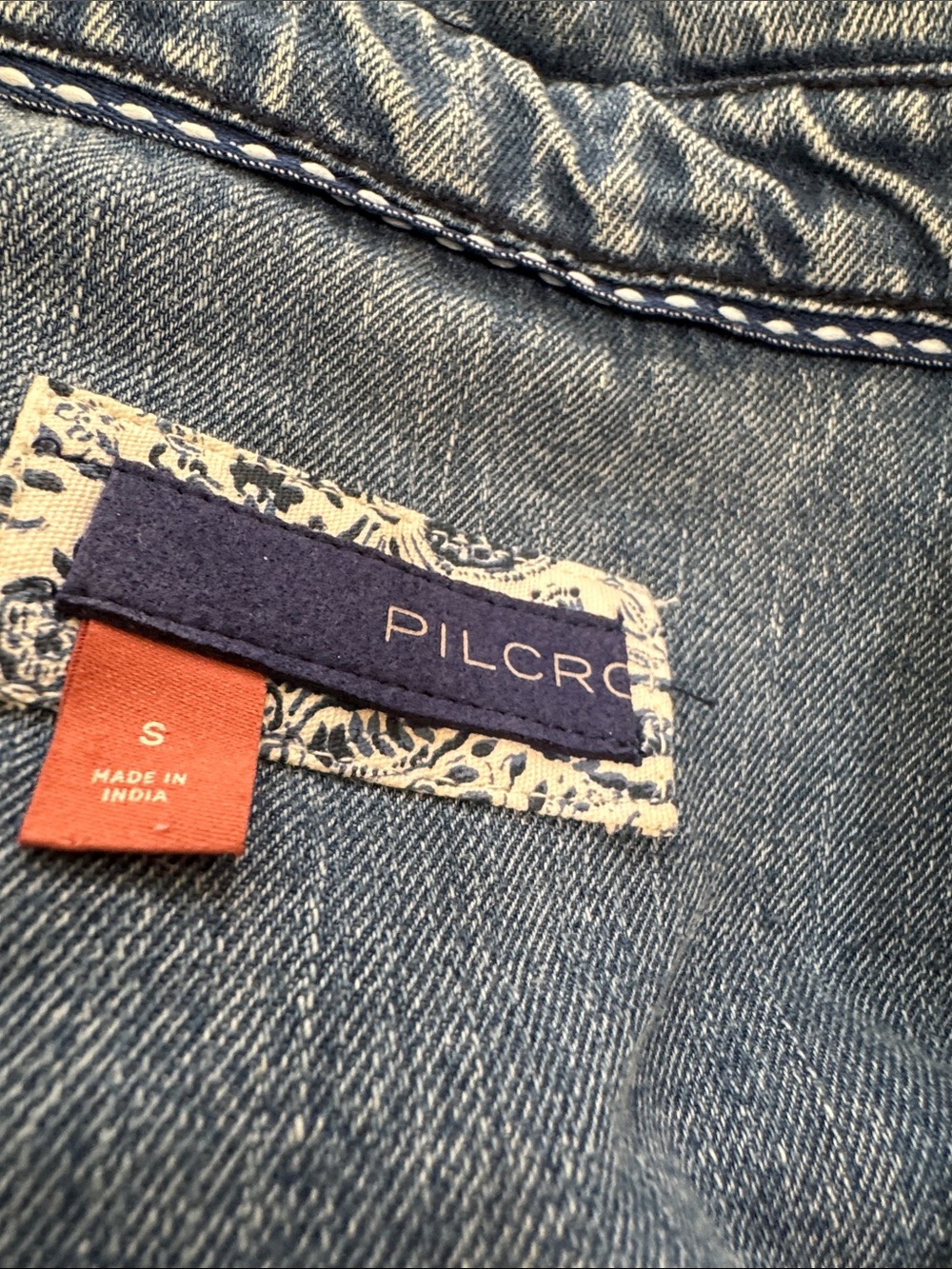 Pilcro Anthropologie Ruffle Sleeve Denim Button Down Shirt Small - Picture 6 of 10